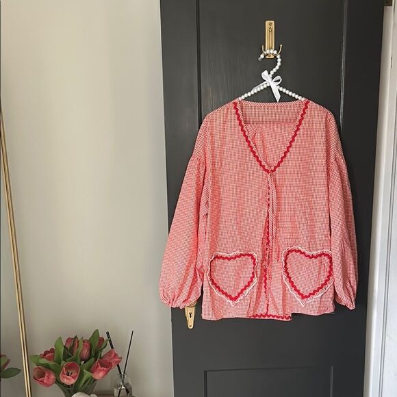 Red Gingham Heart Trim Pajama Set - Picture 1 of 2